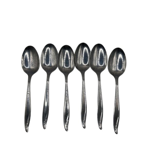 Wm Rogers & Son Bermuda Stainless Steel Teaspoons Set Of 6 Glossy Finish Discont - Picture 3 of 5
